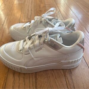Puma Cali Star White Silver Pink Sneakers - Women's 7.5 - Low Top Platform